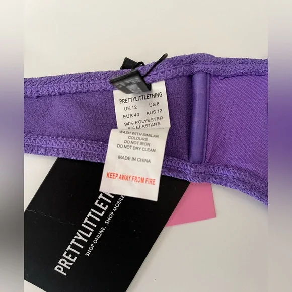 PrettyLittleThing | NWT Women’s Purple Underwired Crinkle Bikini Top - Picture 6 of 8